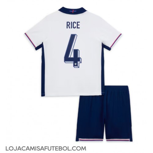 Camisa de Futebol Inglaterra Declan Rice #4 Equipamento Principal Infantil Europeu 2024 Manga Curta (+ Calças curtas)